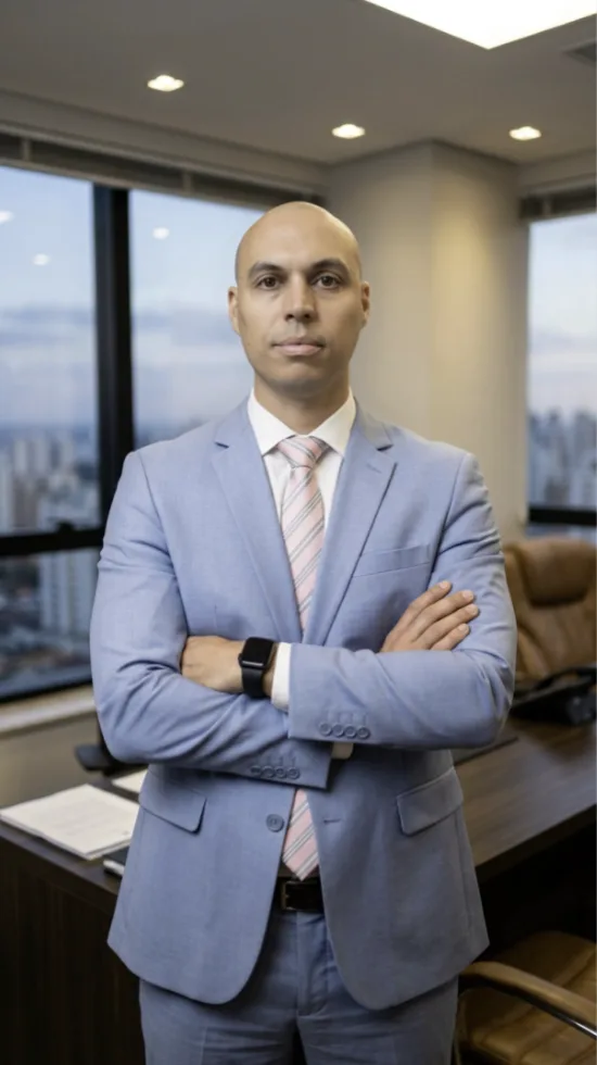 Profissional vestindo terno em escritório executivo